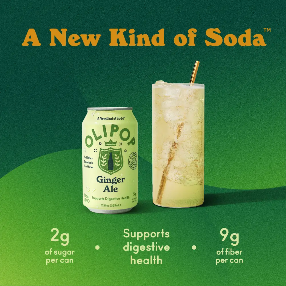 OLIPOP Prebiotic Soda Ginger Ale 12 fl oz -case 12ct - soda