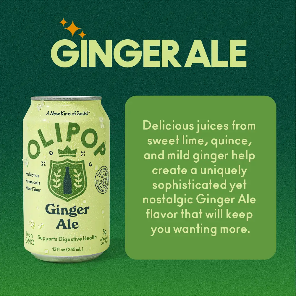 OLIPOP Prebiotic Soda Ginger Ale 12 fl oz -case 12ct - soda