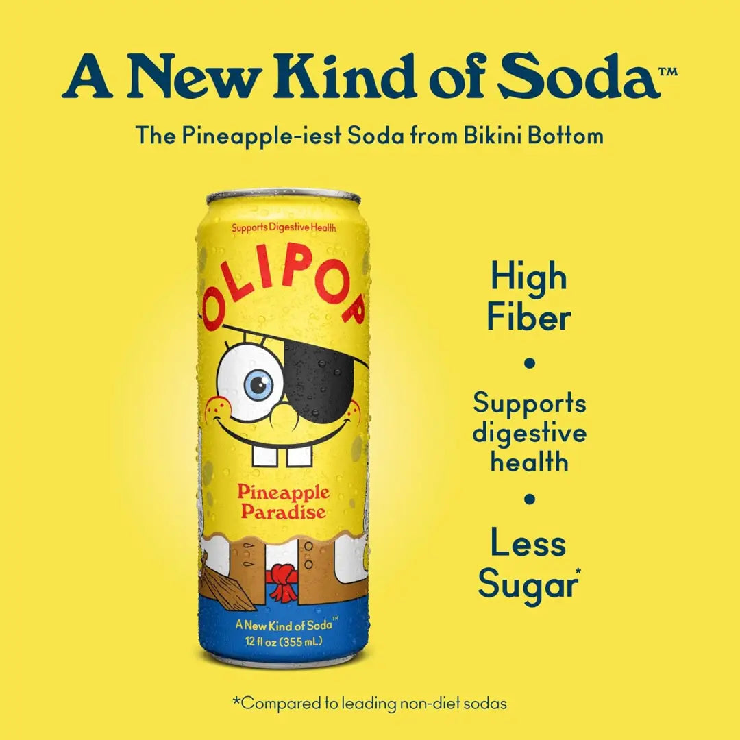 OLIPOP Prebiotic Soda Pop Pineapple Paradise 12oz Skinny