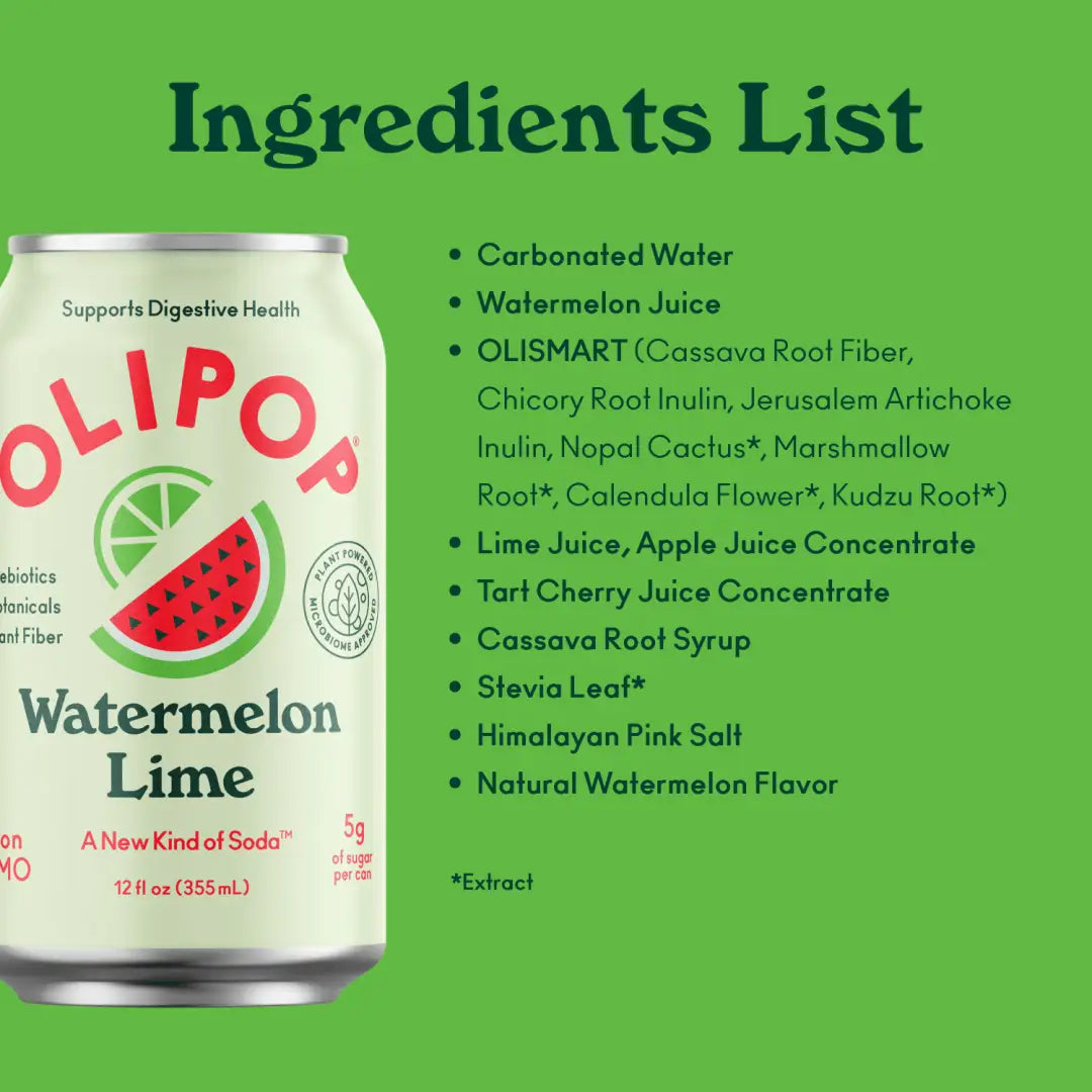 OLIPOP Prebiotic Soda Watermelon Lime 12 fl oz 12 Pack