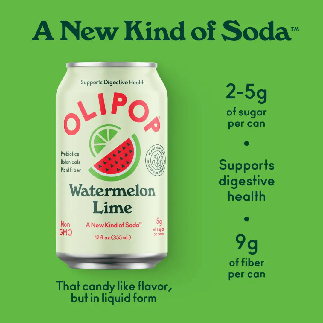 OLIPOP Prebiotic Soda Watermelon Lime 12 fl oz 12 Pack