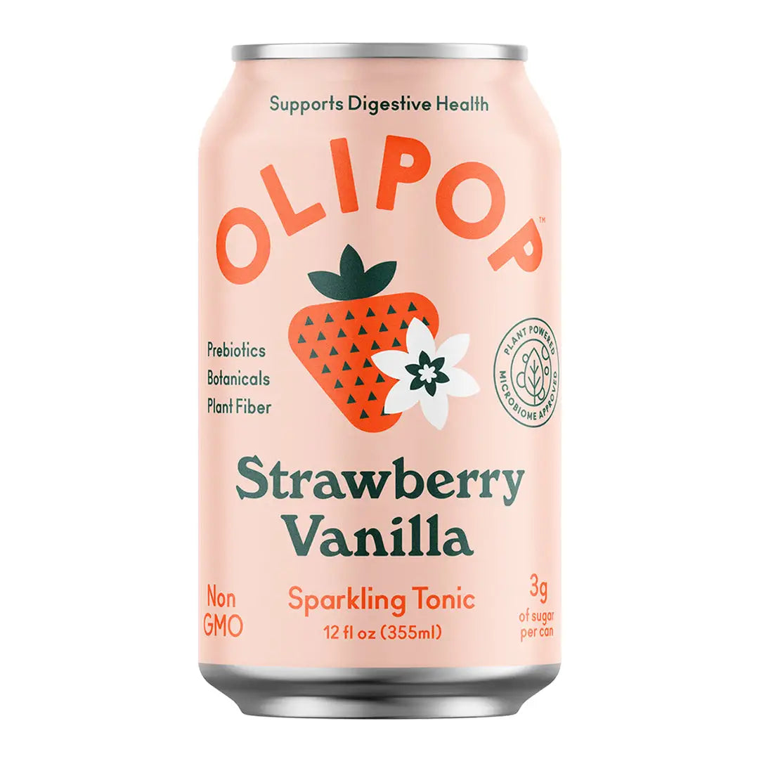 Olipop Strawberry Vanilla Sparkling Tonic 355 ml 12 fl oz-