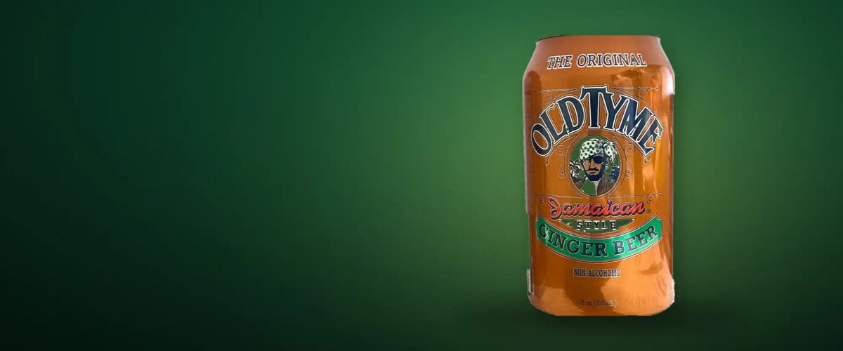 Orange aluminum can of old tyme american ginger beer.