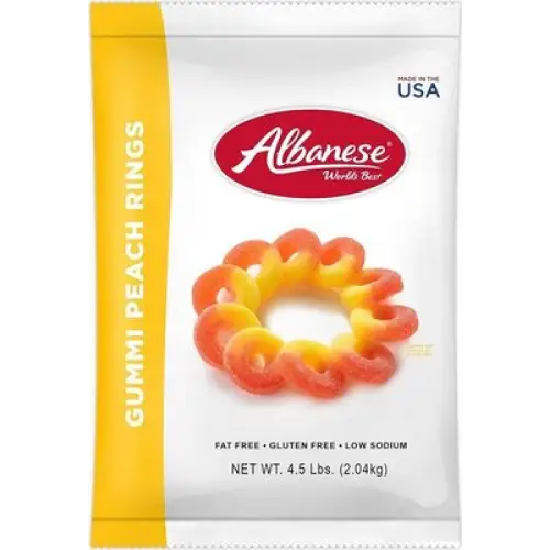 Albanese Passionate peach orang eyellow gummi rings