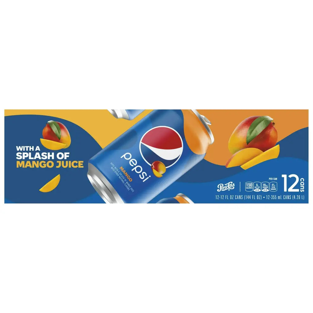 Pepsi Cola Mango Soda Pop 12 oz 12 Pack Cans - Soda