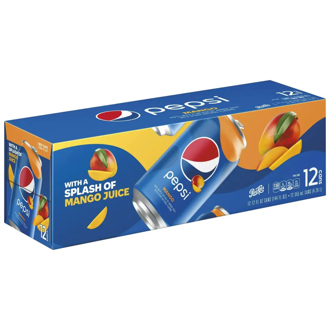 Pepsi Cola Mango Soda Pop 12 oz 12 Pack Cans - Soda