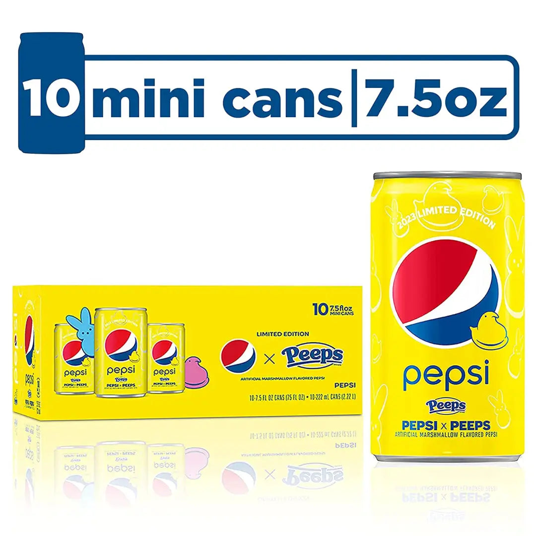 PEPSI PEEPS Soda Mini Cans 7.5 Ounce (Pack of 10) Limited