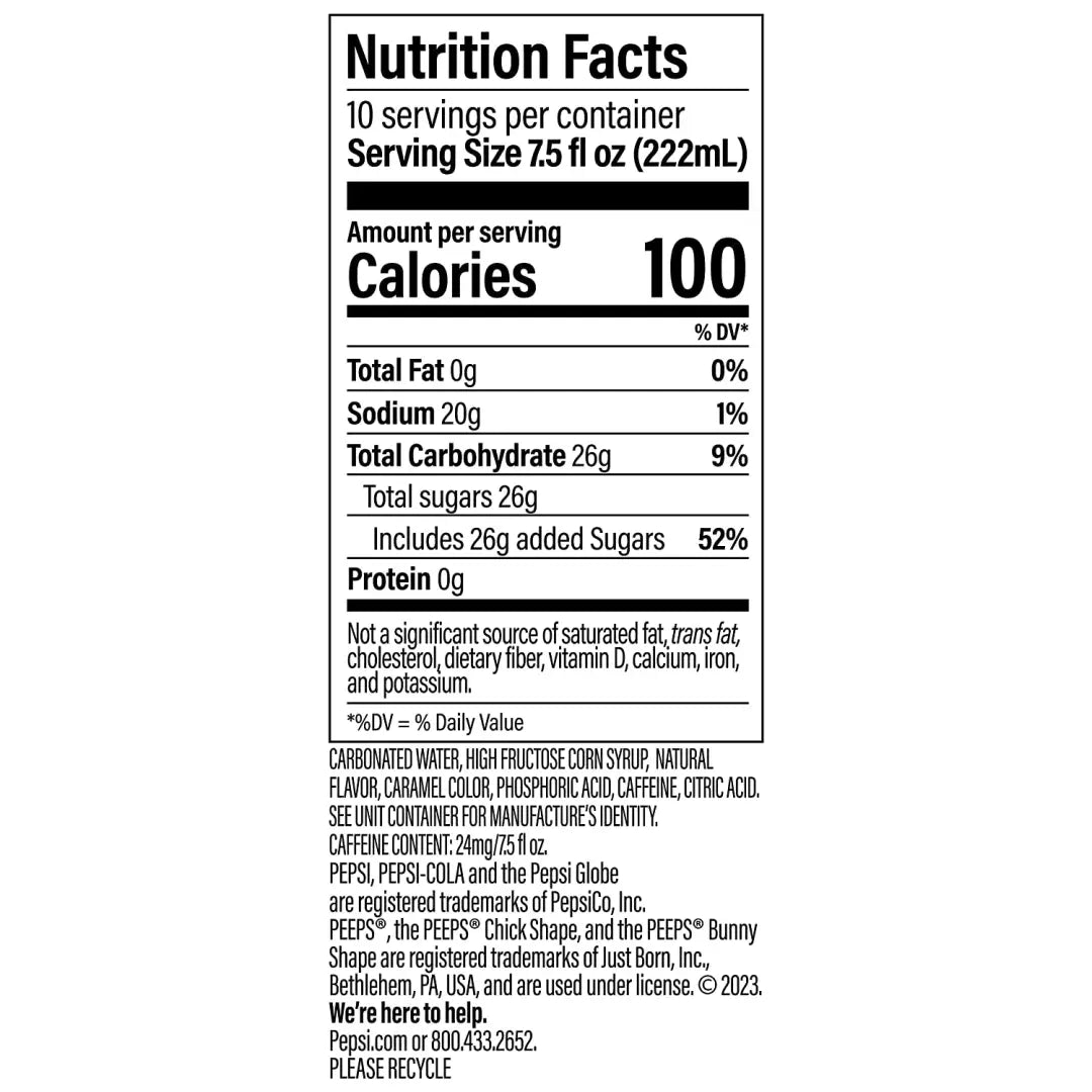 PEPSI PEEPS Soda Mini Cans 7.5 Ounce (Pack of 10) Limited