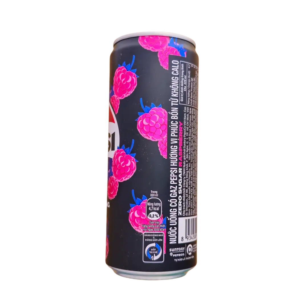 Pepsi Raspberry Zero Sugar 320 ML Can Vietnam Case 24 Count