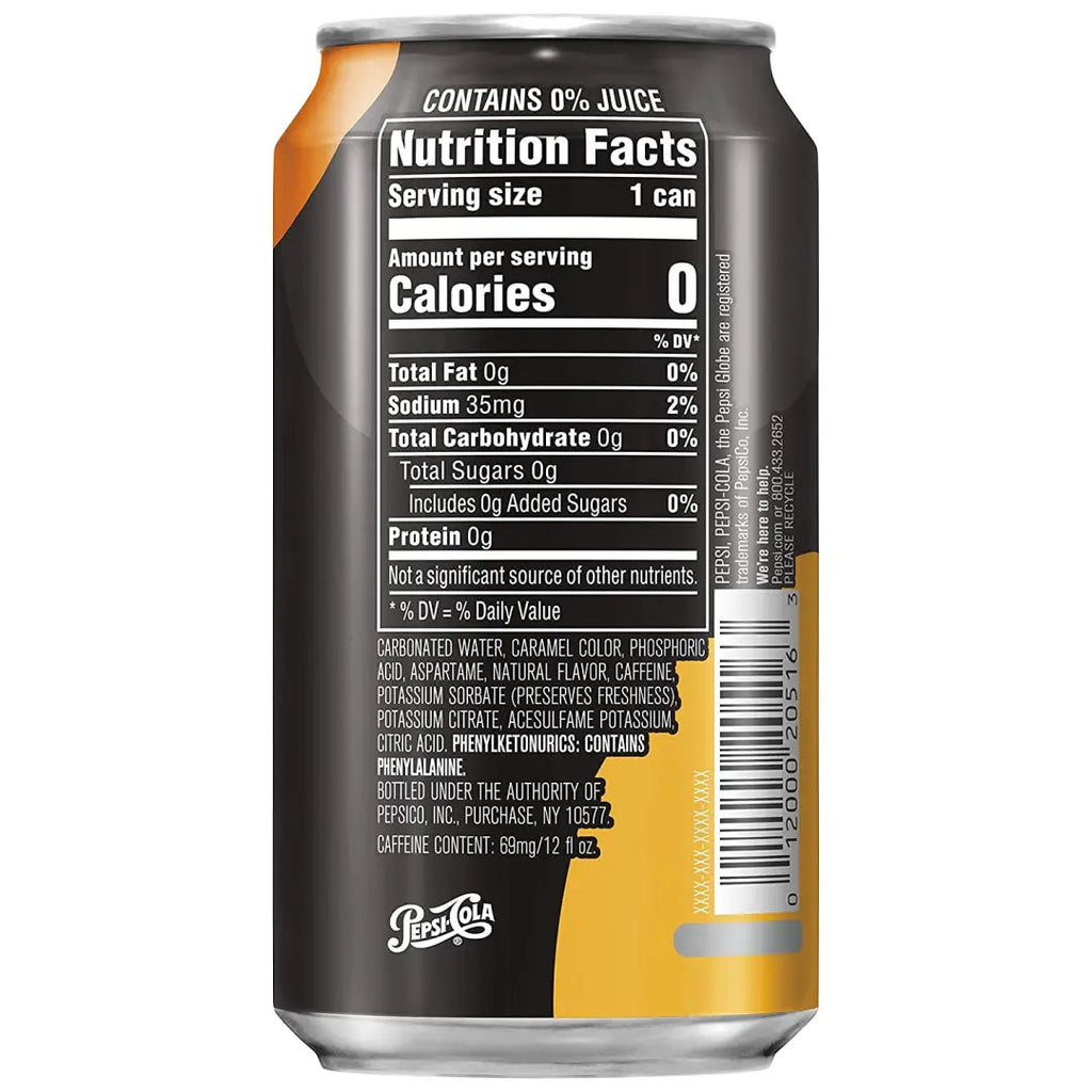 Pepsi Zero Sugar Cola Soda Pop Mango 12oz Cans (12 Pack)