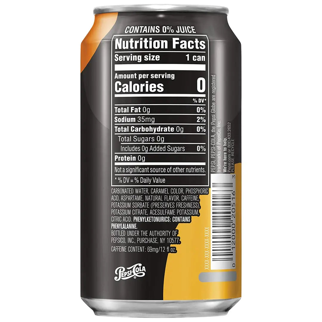 Pepsi Zero Sugar Cola Soda Pop Mango 12oz Cans (12 Pack)
