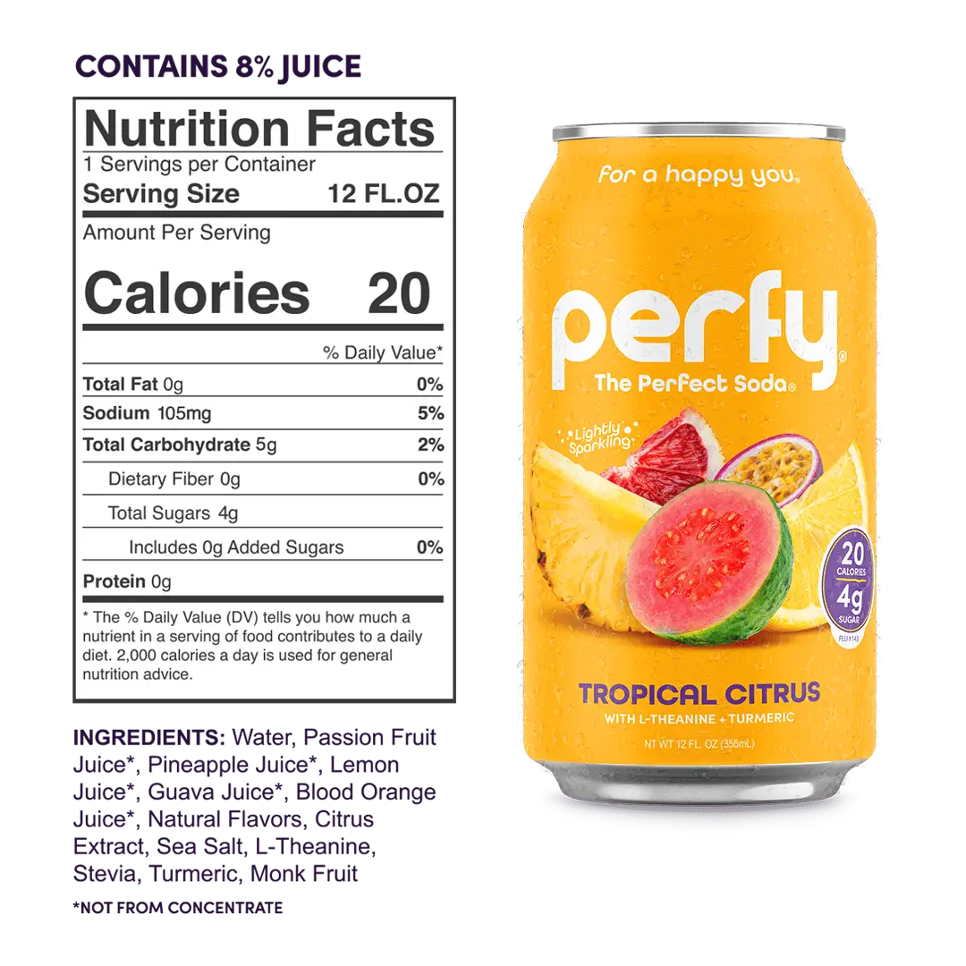 Perfy Tropical Citrus case 12oz/355mL cans 12ct - soda