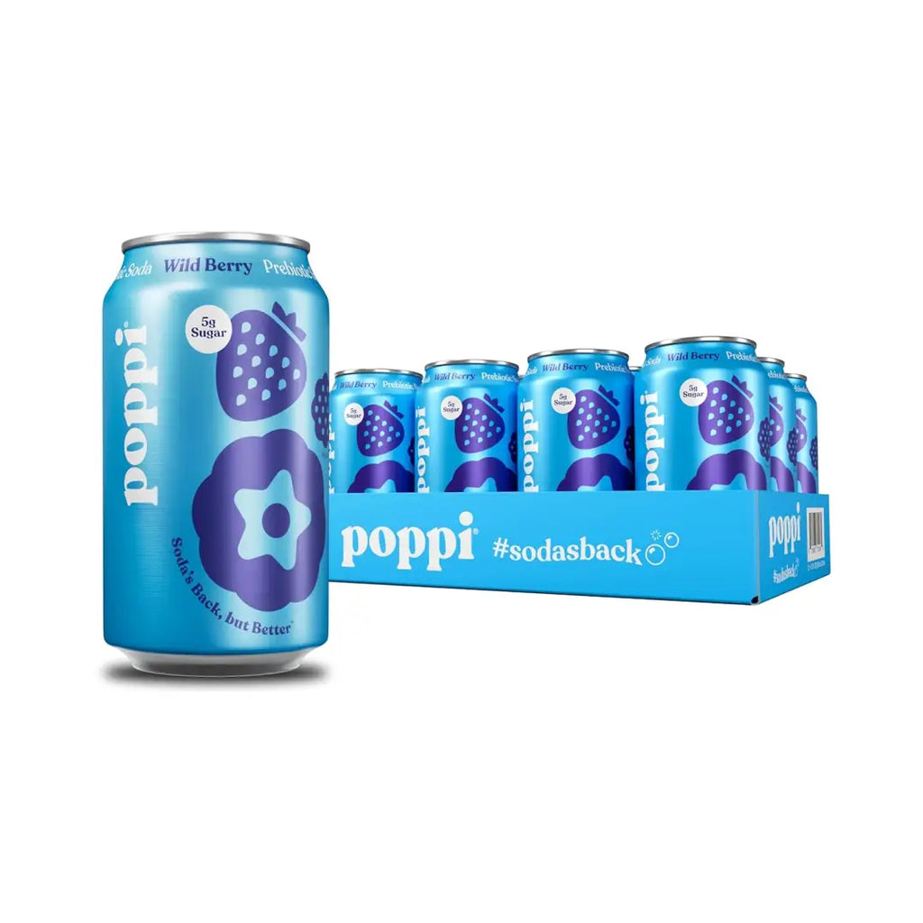 Poppi Prebiotic Soda Wild Berry,n 12 Fl oz/ 355ml can case