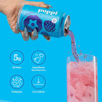 Poppi Prebiotic Soda Wild Berry,n 12 Fl oz/ 355ml can case