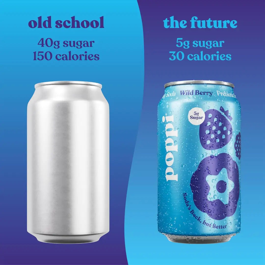 Poppi Prebiotic Soda Wild Berry,n 12 Fl oz/ 355ml can case