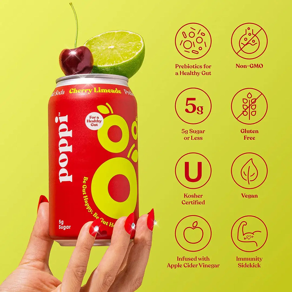 POPPI Sparkling Prebiotic Cherry Limeade Sodamade