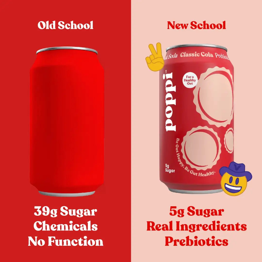 POPPI Sparkling Prebiotic Classic Cola Soda made with Apple