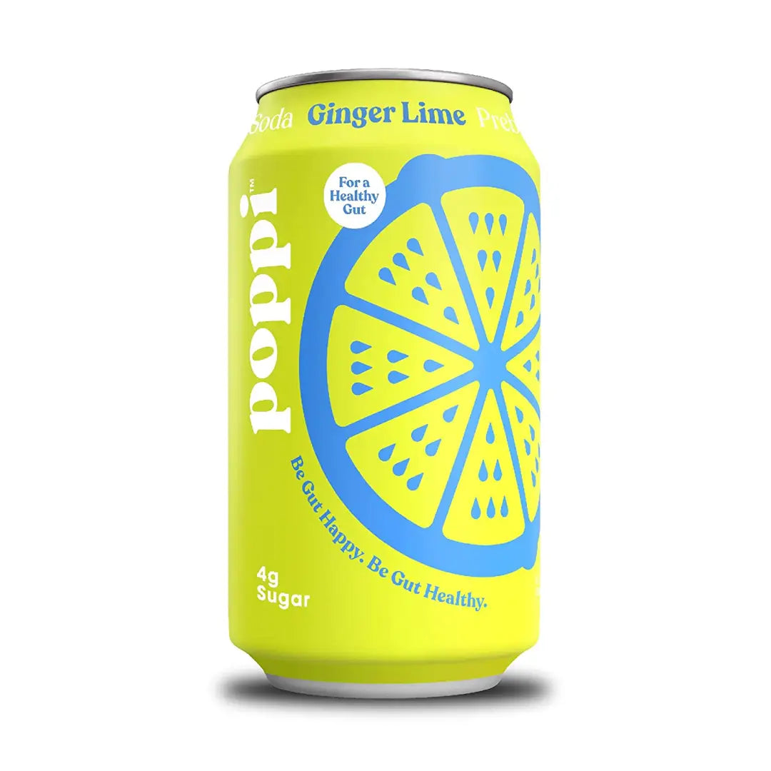 POPPI Sparkling Prebiotic Ginger Lime Soda made with Apple
