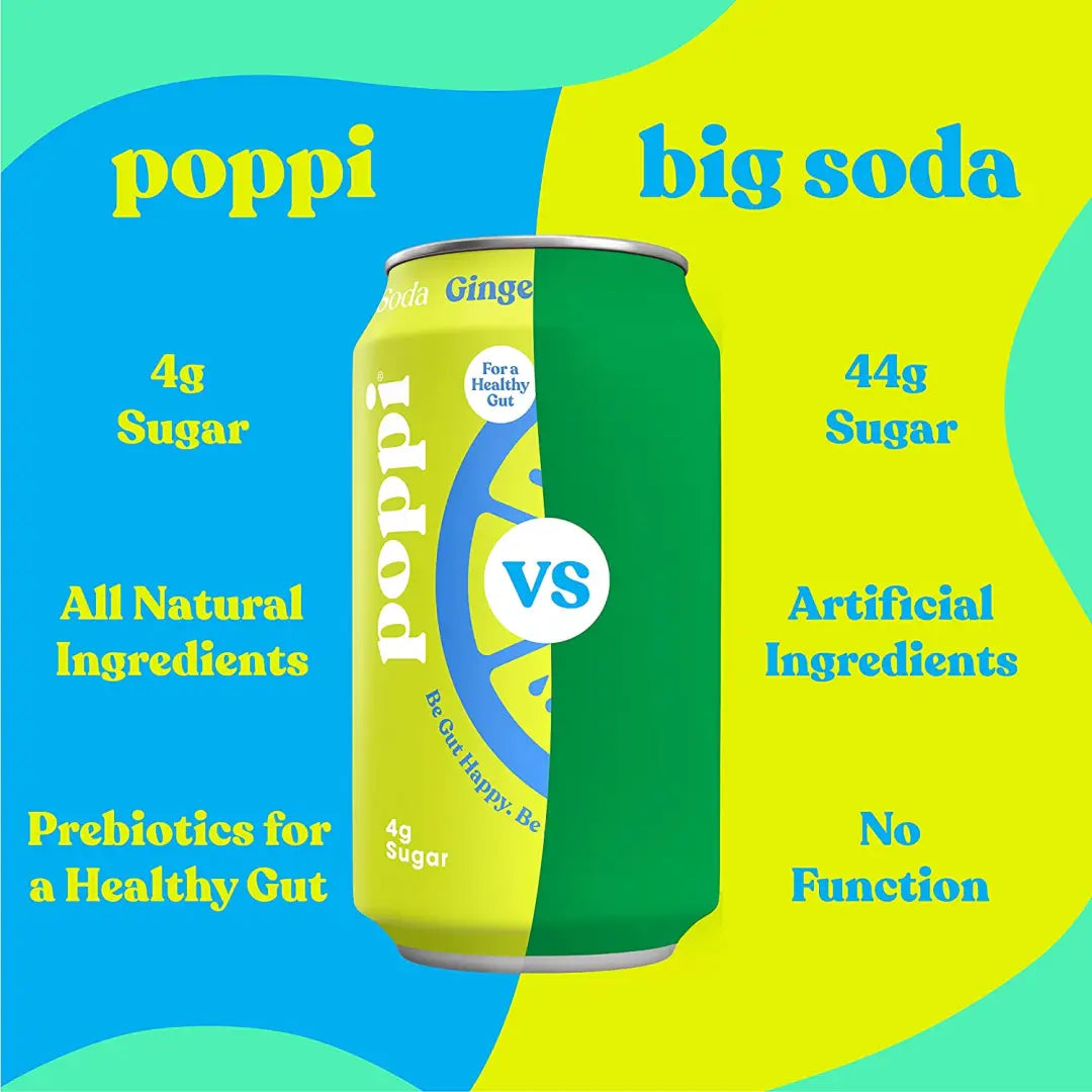 POPPI Sparkling Prebiotic Ginger Lime Soda made with Apple