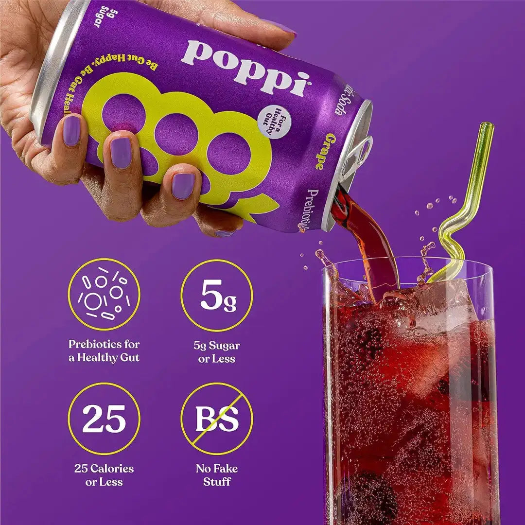 POPPI Sparkling Prebiotic Grape Soda made with Apple Cider