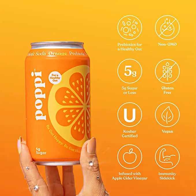 POPPI Sparkling Prebiotic Orange Soda v2 - soda