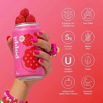 POPPI Sparkling Prebiotic Raspberry Rose Soda v2 - soda
