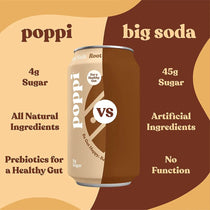 POPPI Sparkling Prebiotic Root Beer Soda made with Apple