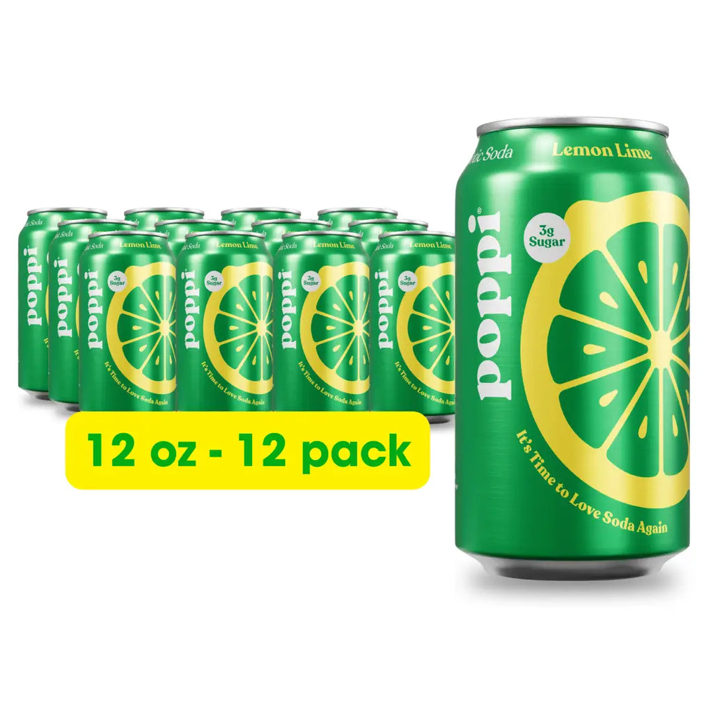 Poppi Sparkling Prebiotic Soda Lemon Lime 12 oz case 12