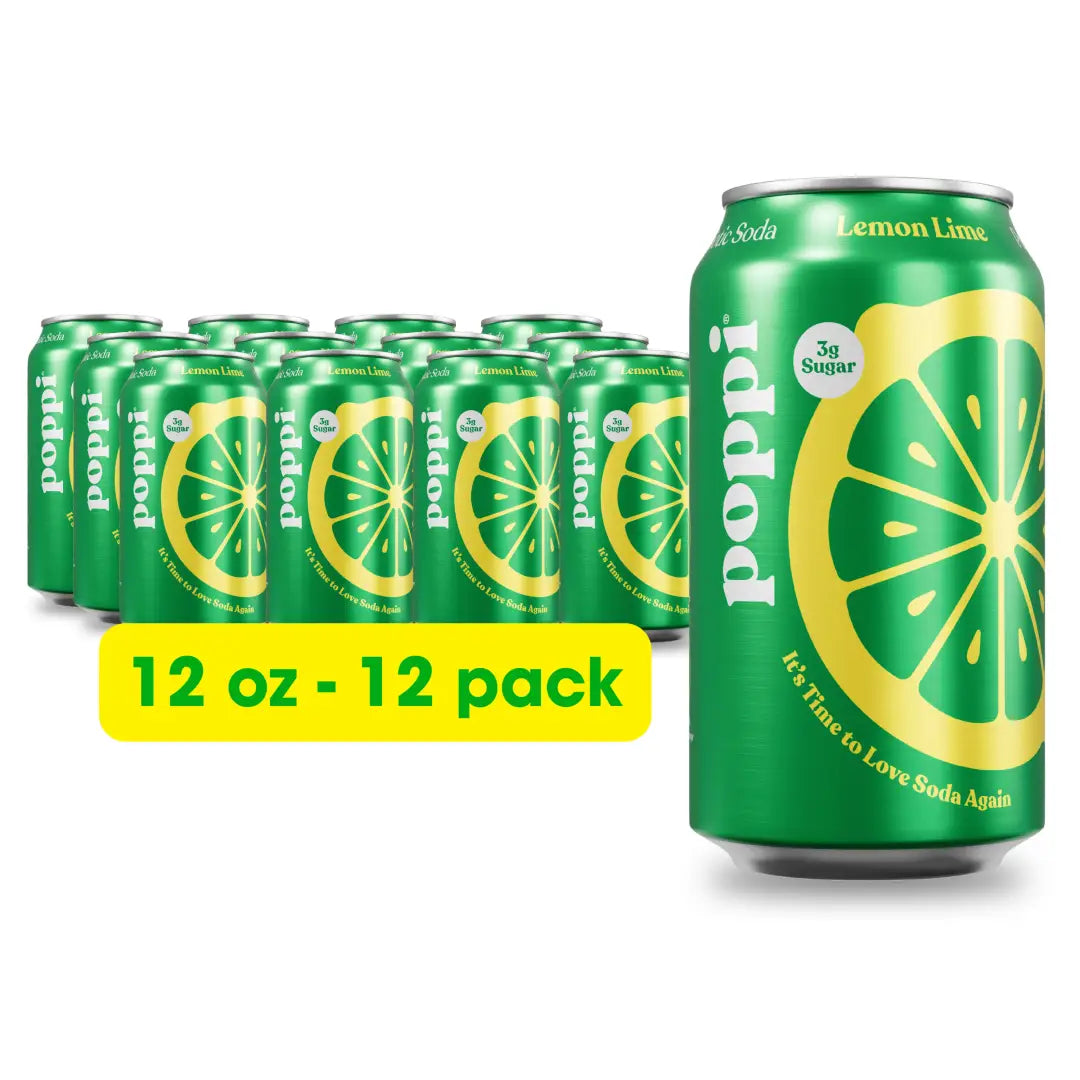 Poppi Sparkling Prebiotic Soda Lemon Lime 12 oz case 12