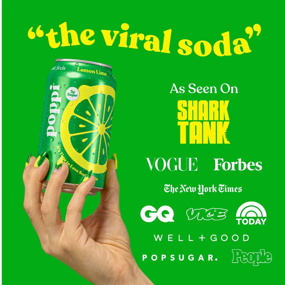 Poppi Sparkling Prebiotic Soda Lemon Lime 12 oz case 12