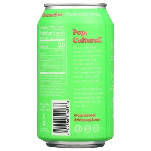 POPPI Sparkling Prebiotic Watermelon Soda made with Apple