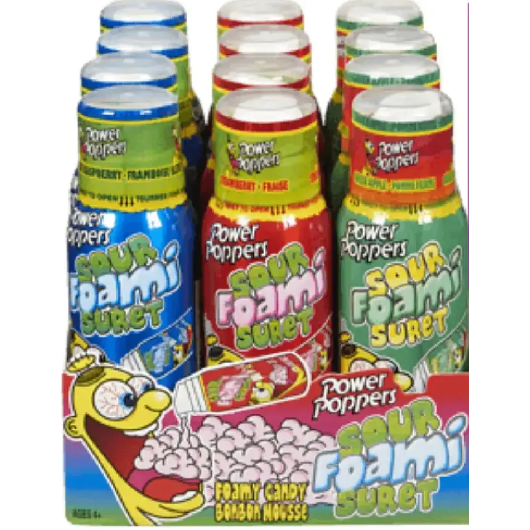 Power Poppers Sour Foam Candy - 12 Pack GW - candy