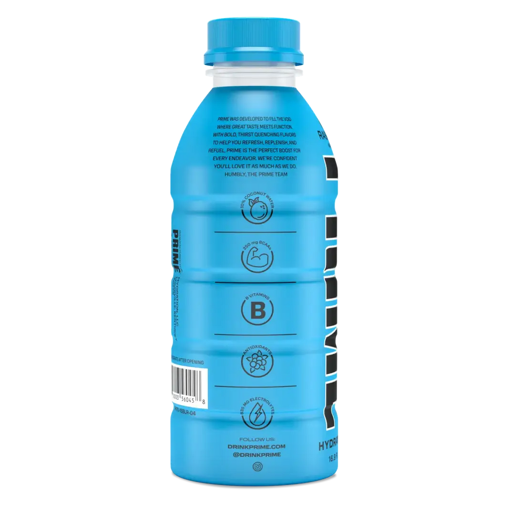 Prime Hydration Blue Raspberry Drink 16.9 FL OZ/500ml -12