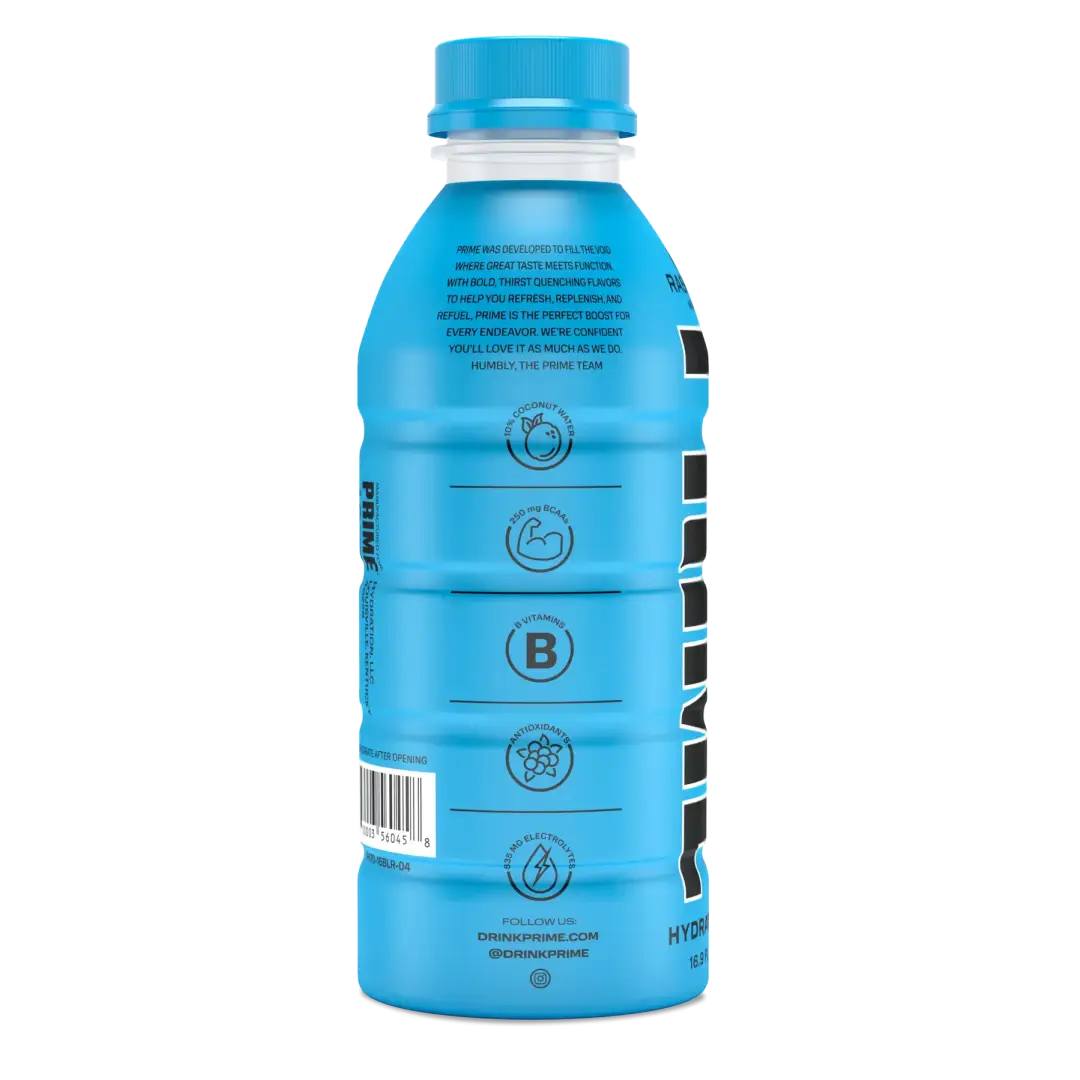 Prime Hydration Blue Raspberry Drink 16.9 FL OZ/500ml -12