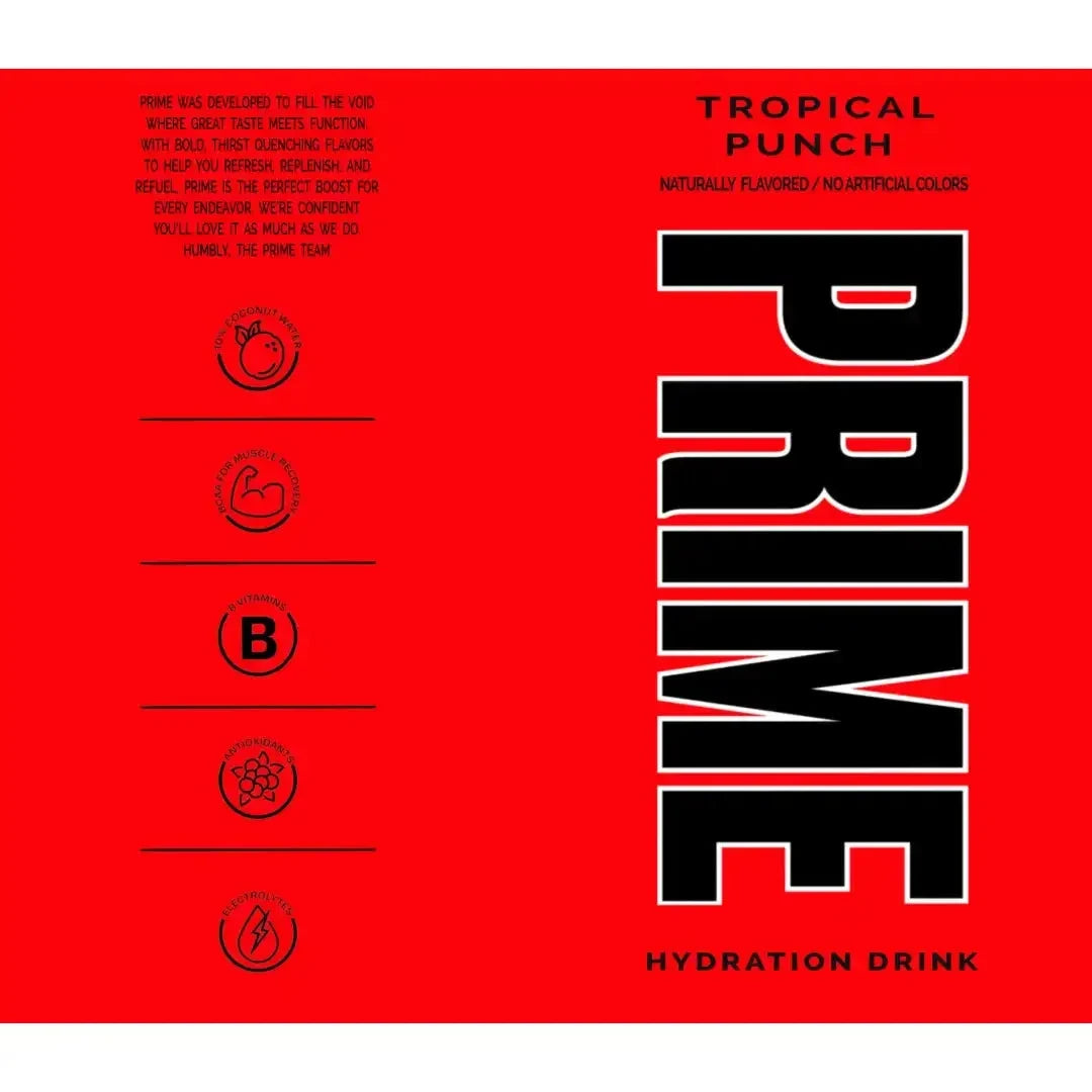 Prime Hydration Drink Tropical Punch 16.9oz Bottles 6 per