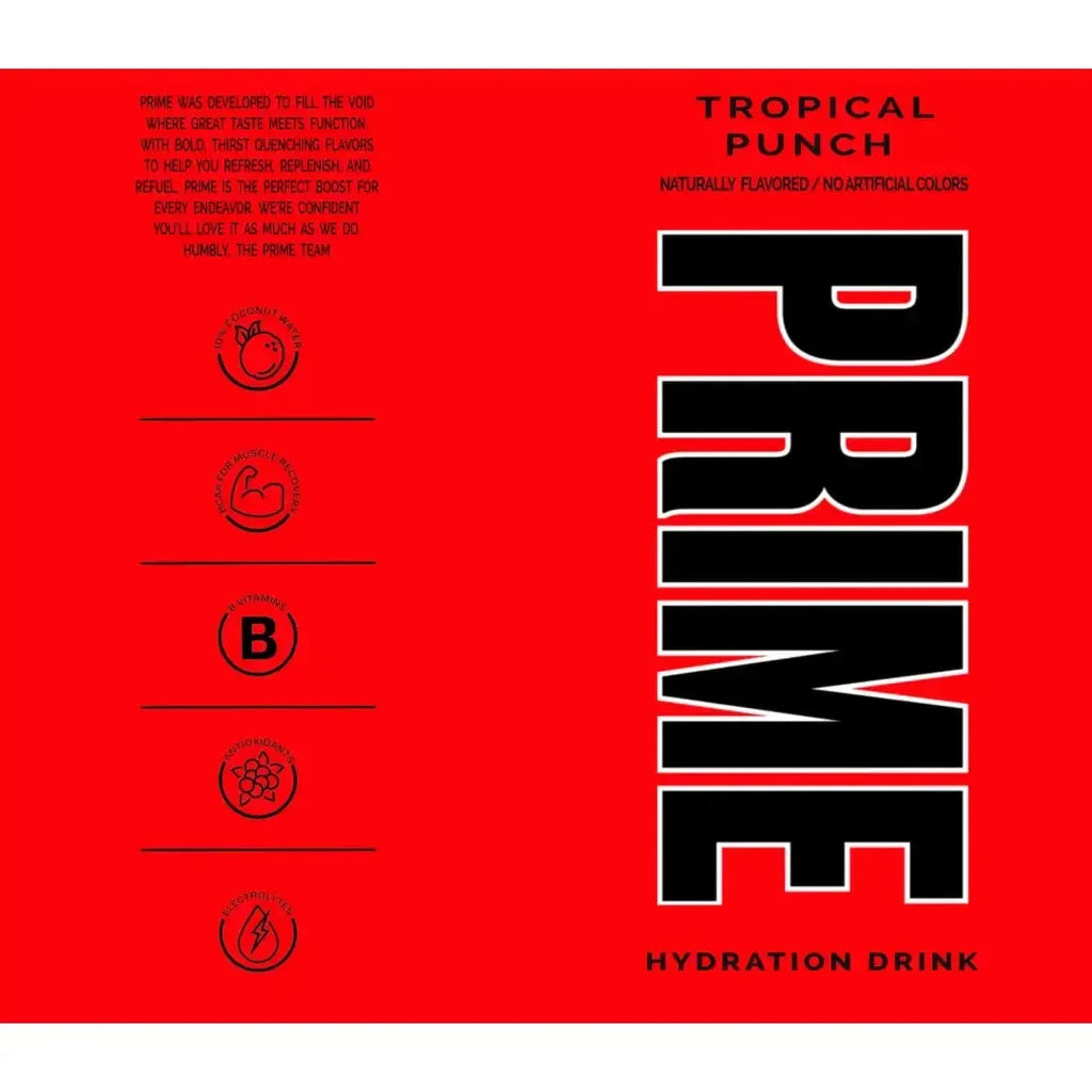 Prime Hydration Drink Tropical Punch 16.9oz Bottles 6 per
