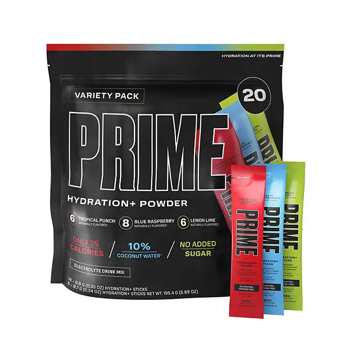 Prime Hydration+ Electrolyte Powder Mix Sticks Variety Pack