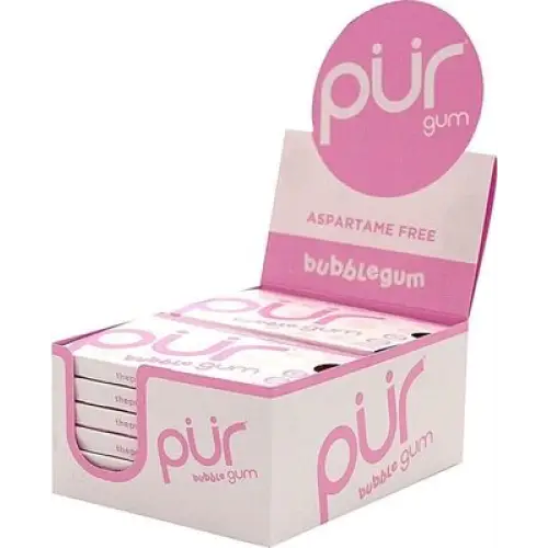 PUR Gum Bubblegum chewing gum 9 Pieces (Pack of 12)