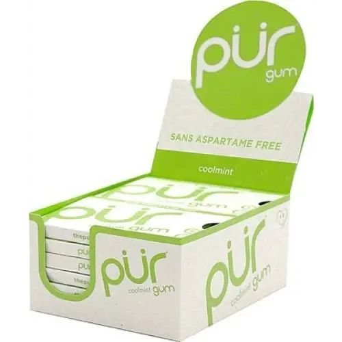 PUR Gum Coolmint chewing gum 9 Pieces (Pack of 12)