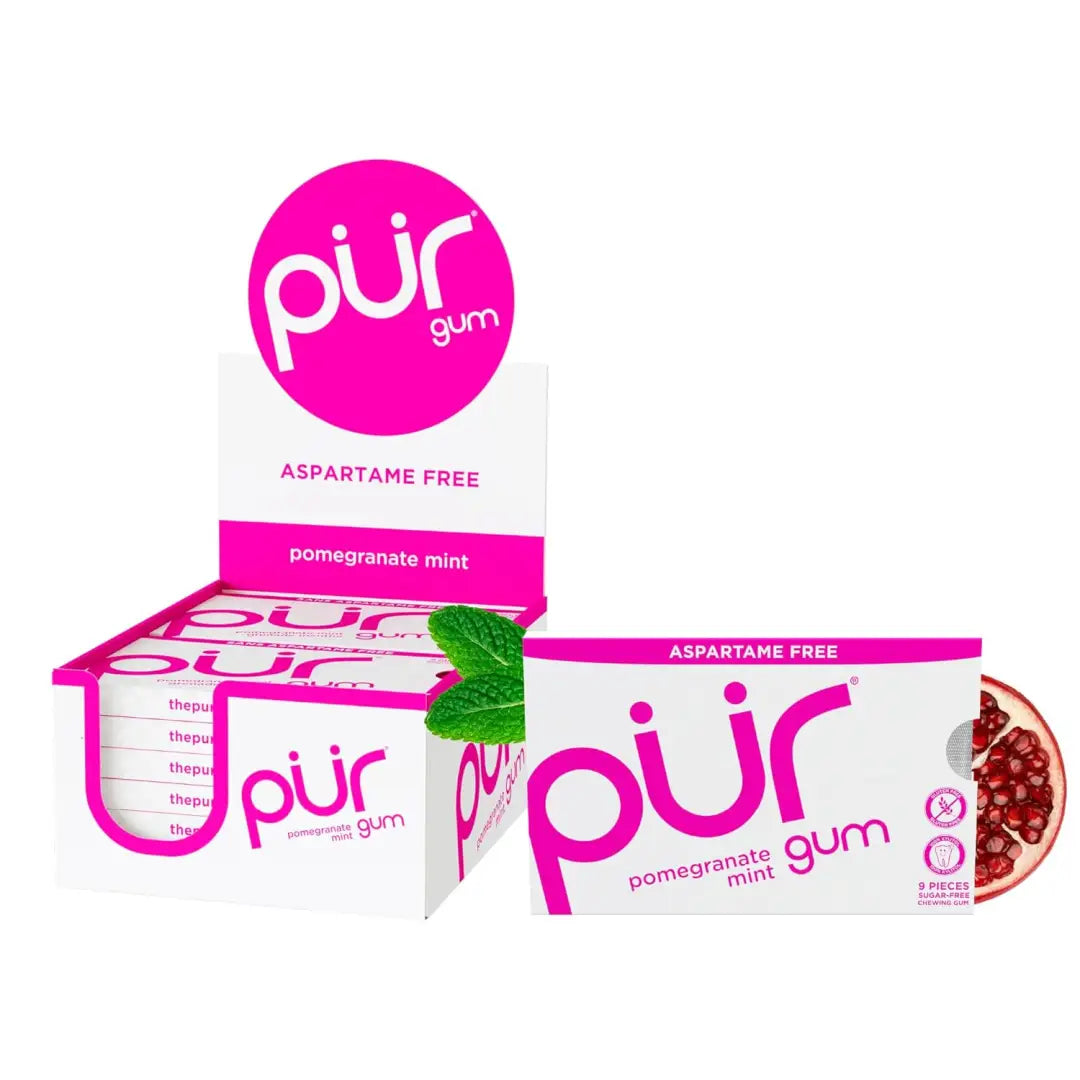 PUR Gum | Natural Pomegranate Mint Flavored Gum: 9 Pieces