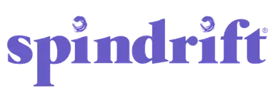 Purple ’spindrift’ logo with a stylized wave design integrated into the lettering.