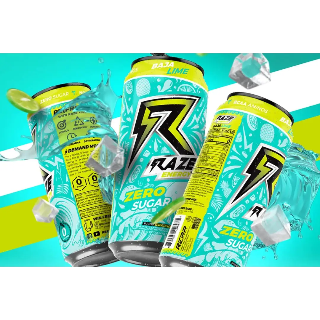 Raze Energy Baja Lime 16 oz can 6-pack case