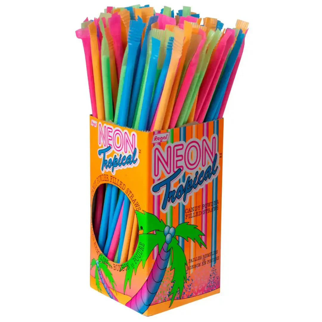 Regal Neon Tropical Candy Straws Candy Powder Filled Straws Main image