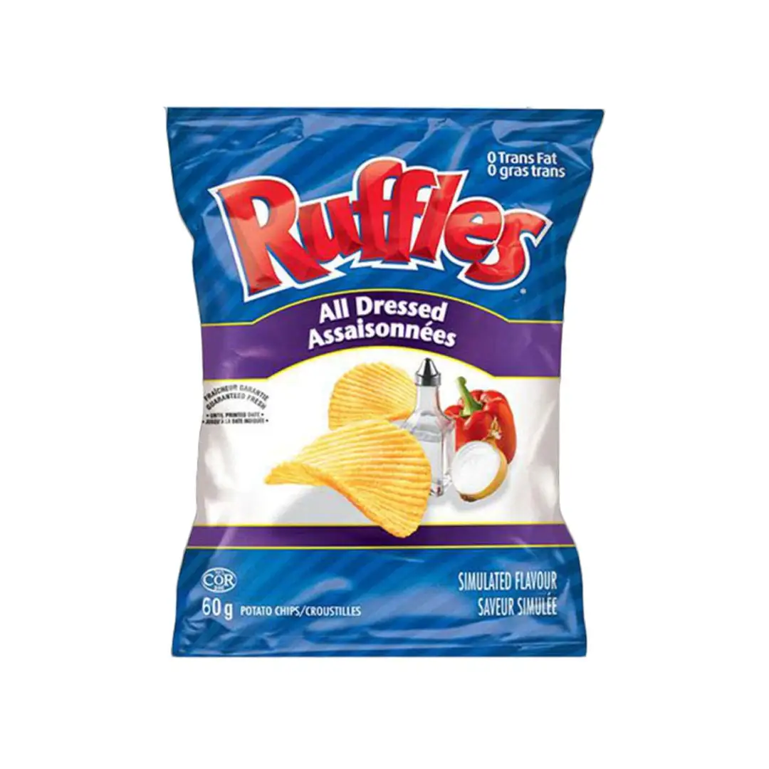 Ruffles All Dressed Potato Chips 60g2.1oz Case- 36 Count