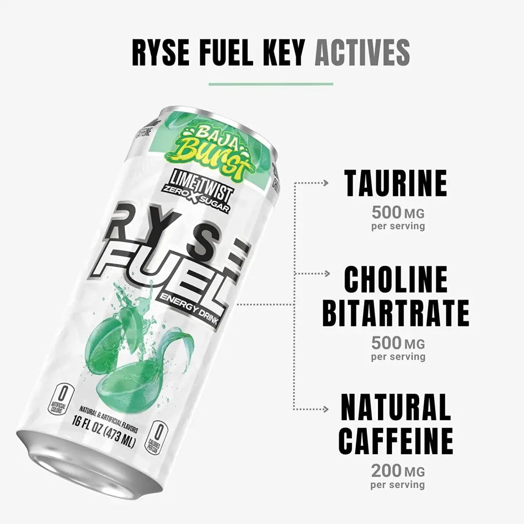 Ryse Fuel Baja Burst Original Energy Drink 16floz 12 pack