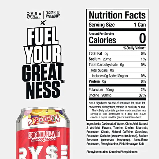 Ryse Fuel Smarties Original Energy Drink 16floz 12 pack