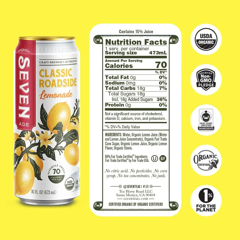 Seven Teas Classic Roadside Lemonade 16fl oz 473ml-Case