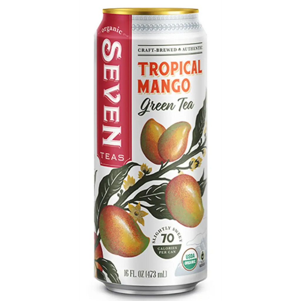 Seven Teas Tropical Mango Green Tea 16fl oz 473ml-Case 12ct