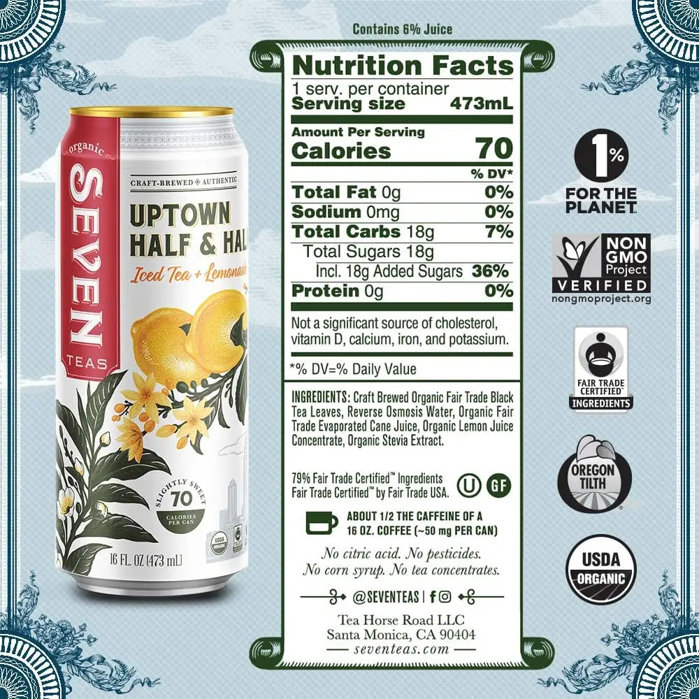 Seven Teas Uptown Half & Half Iced Tea + Lemonade 16fl oz