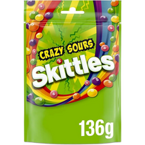 Skittles Crazy Sours Skittles Candy Bag 136G - U.K Edition
